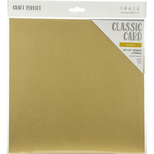Craft Perfect Tan Brown 12" Weave Textured Classic Cardstock