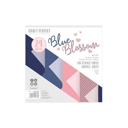 Craft Perfect Blue Blossom 6" Luxury Embossed Cardstock Pad