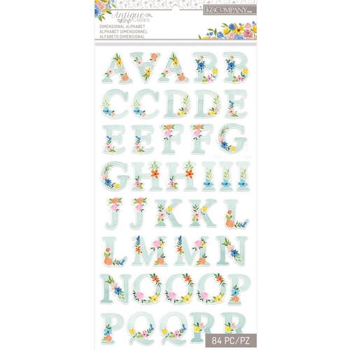 K&Company Antique Garden Dimensional Alphabet Chipboard Stickers