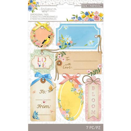 K&Company Antique Garden Garden Tags with Ribbon Accents