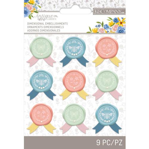 K&Company Antique Garden Seals with Ribbon Accents