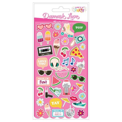 Damask Love Life's a Party Mini Puffy Stickers