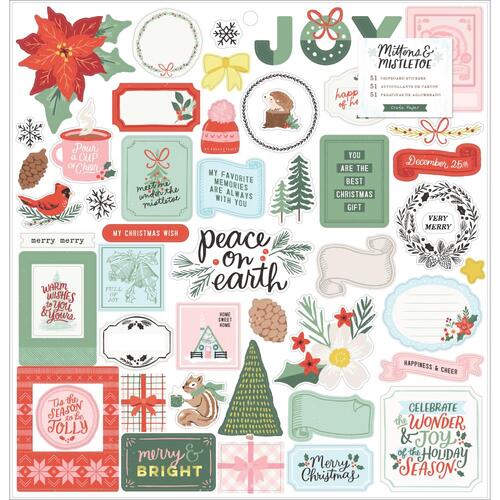 Crate Paper Mittens & Mistletoe Icons & Phrase Chipboard Stickers