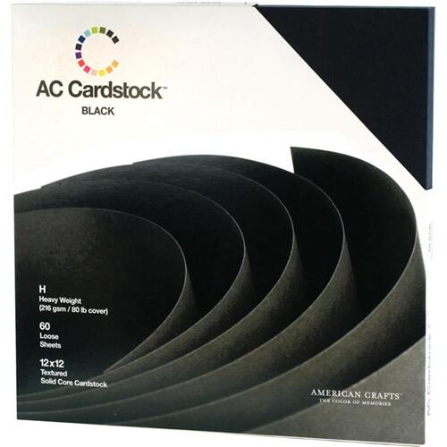 American Crafts Black Textured Cardstock Pack 60pk