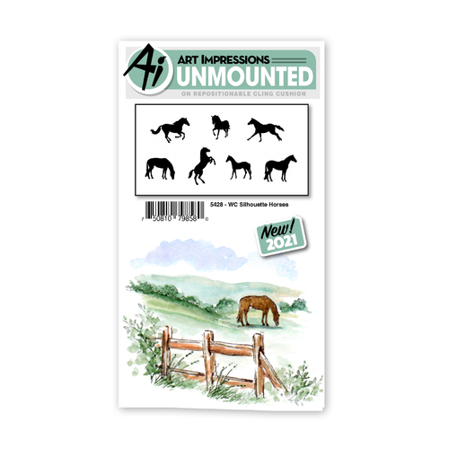 Art Impressions Watercolours Silhouette Horses Stamp