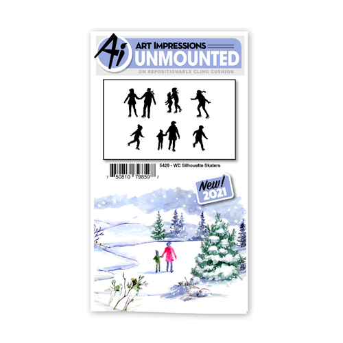 Art Impressions Watercolours Silhouette Skaters Stamp