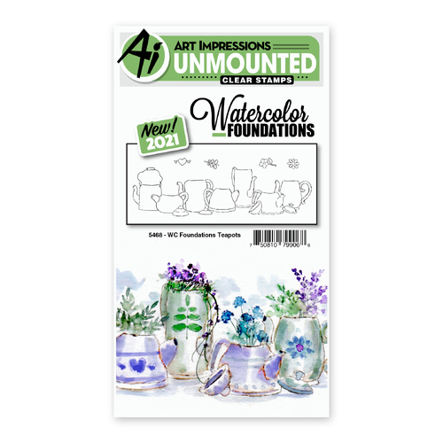 Art Impressions Watercolours Foundations Teapots Stamp Set