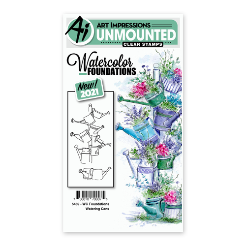 Art Impressions Watercolours Foundations Watering Cans Stamp Set