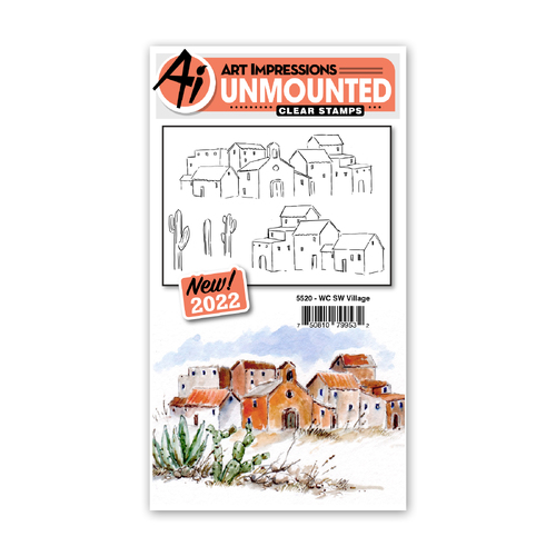 Art Impressions Watercolours SW Village Stamp