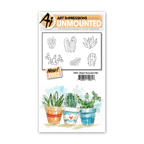 Art Impressions Watercolours Desert Succulent Stamp