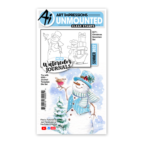 Art Impressions Watercolour Journals Christmas Snowmen Stamp