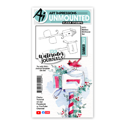 Art Impressions Watercolour Journals Mailbox Birdhouse Stamp