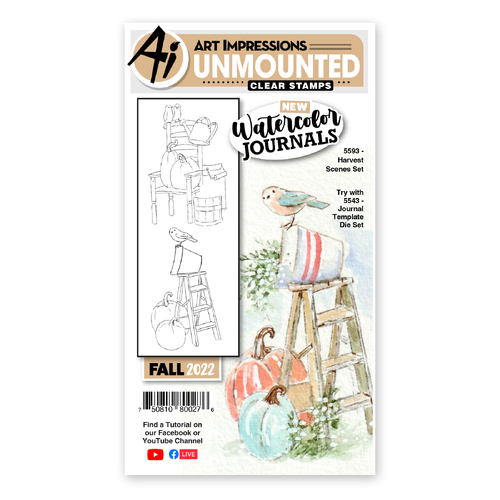 Art Impressions Watercolour Journals Harvest Scenes Stamp