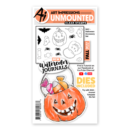 Art Impressions Watercolour Journals Halloween Accessories Stamp & Die Set
