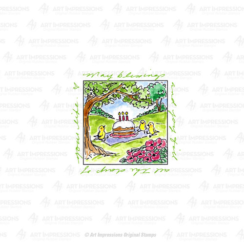 Art Impressions Birthday Picnic Windows to the World Stamp