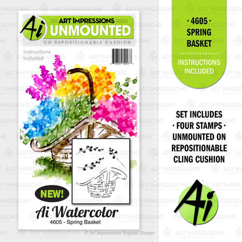 Art Impressions Watercolours Cling Stamp Spring Basket