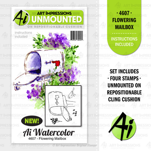 Art Impressions Watercolours Cling Stamp Flowering Mailbox