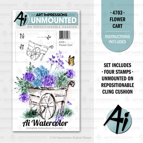Art Impressions Watercolours Cling Stamp Flower Cart