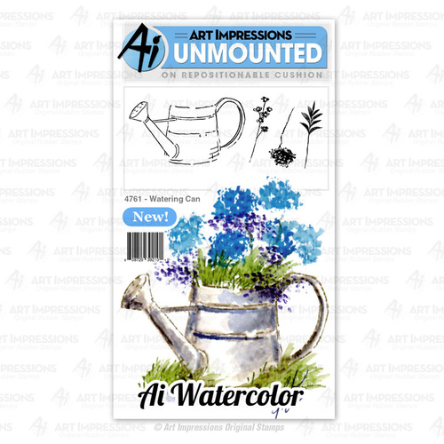 Art Impressions Watercolours Cling Stamp Watering Can