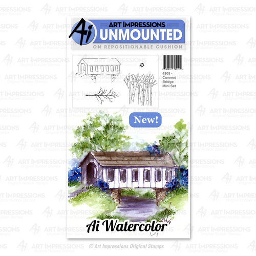 Art Impressions Watercolours Cling Rubber Stamp Covered Bridge