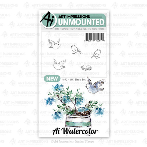 Art Impressions Watercolours Cling Stamp Birds