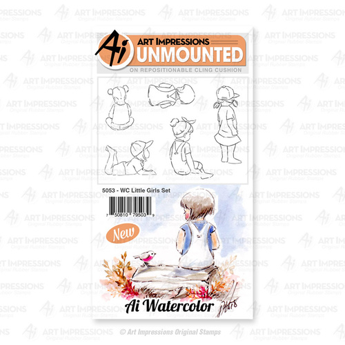 Art Impressions Watercolours Cling Stamp Little Girls