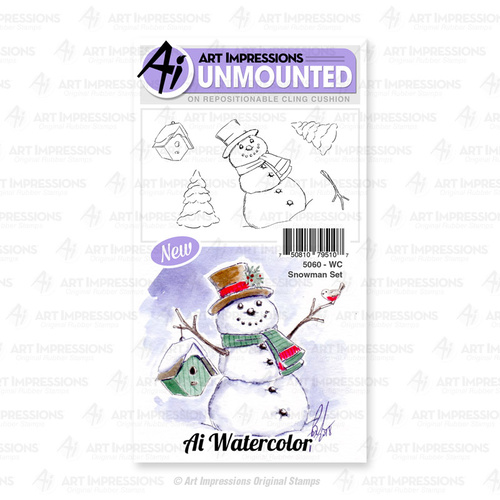Art Impressions Watercolours Cling Stamp Snowman