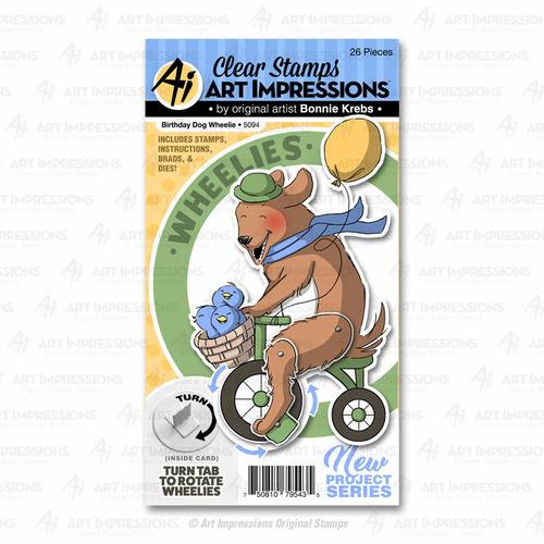 Art Impressions Wheelies Stamp & Die Set Birthday Dog