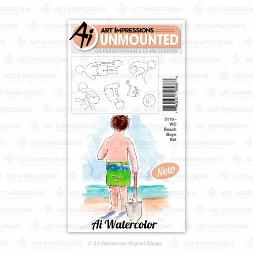 Art Impressions Watercolours Stamp Beach Boys