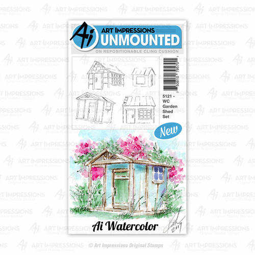 Art Impressions Watercolours Stamp Garden Shed