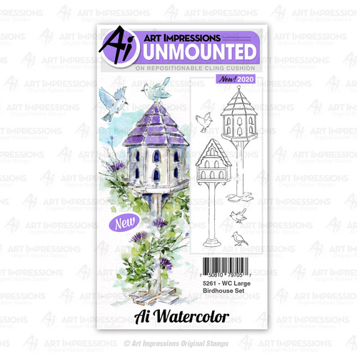 Art Impressions Watercolours Stamp Large Birdhouse Set