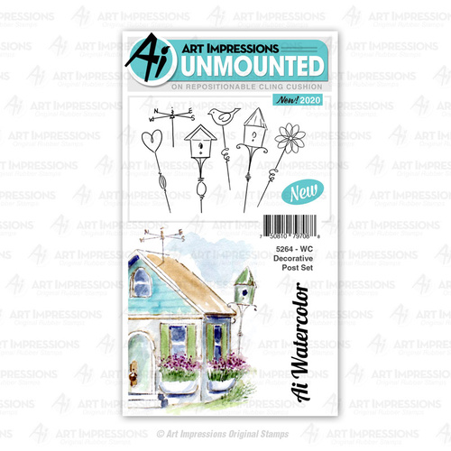 Art Impressions Watercolours Stamp Decorative Post Set