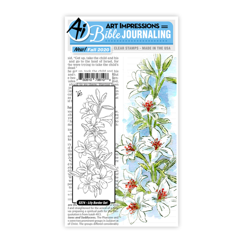 Art Impressions Bible Journaling Lily Border Stamp Set