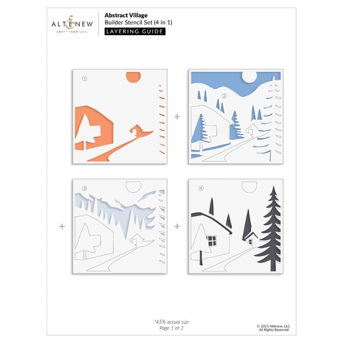 Altenew Abstract Village Builder Stencil Set (4 in 1)