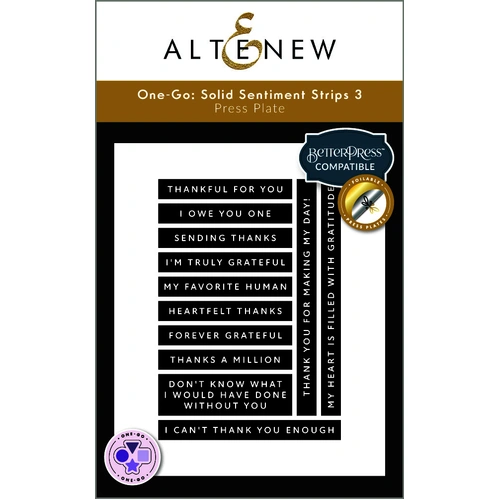 Altenew One-Go: Solid Sentiment Strips 3 Press Plates/Foil Plates (Gratitude Edition)