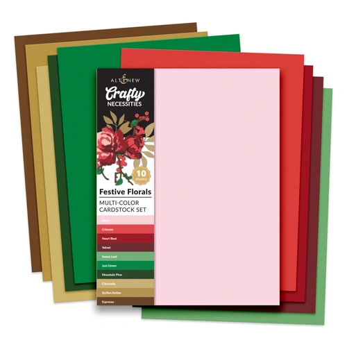 Altenew Crafty Necessities Cardstock - Festive Florals Multi-Color Cardstock Pack (10 Sheets/Set)
