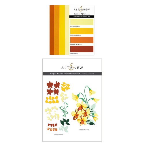 Altenew craft-a-Flower Denbrobium Orchid Layering Die Set & Gradient Cardstock Bundle