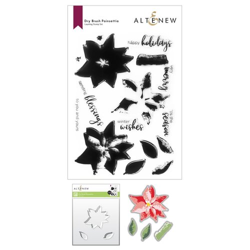 Altenew Dry Brush Poinsettia Stamp, Die & Stencil Bundle