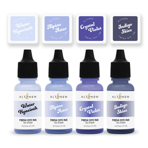 Altenew Blue Mountains Fresh Dye Ink Mini Cube & Re-Inker Bundle