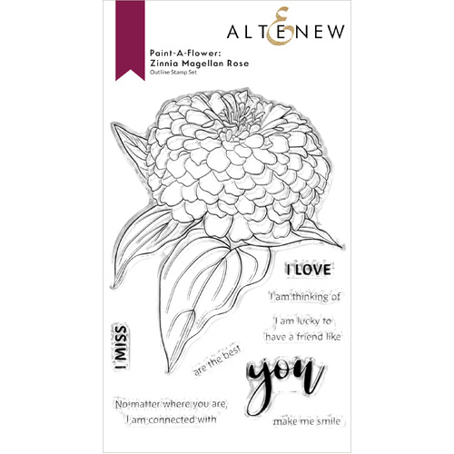 Altenew Paint-a-Flower - Zinnia Magellan Rose Outline Stamp Set