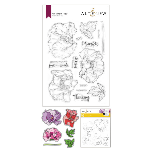 Altenew Oriental Poppy Stamp & Die & Stencil Bundle