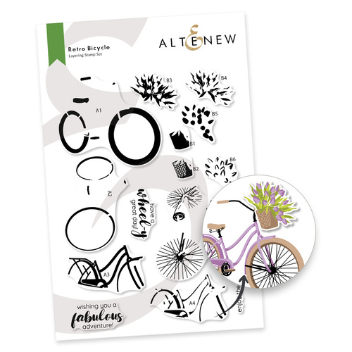 Altenew Retro Bicycle Stamp Set