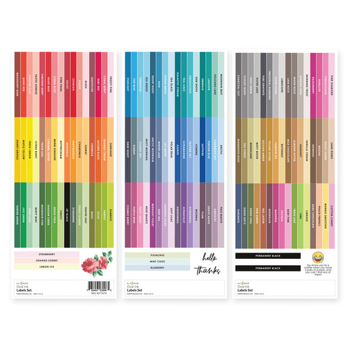 Altenew Oval Ink Side Label Set - All Crisp Dye Ink Colors (3 Sheets)
