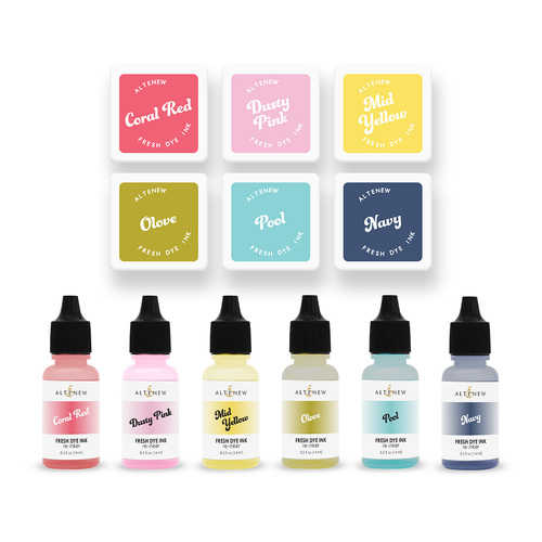 Altenew Deco Garden Fresh Dye Ink 6 Mini Cube & Re-inker Bundle