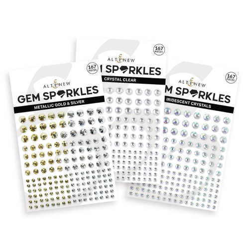 Altenew Glimmer & Shine Gem Sparkles Bundle(Metallic Gold & Silver Gem Sparkles + Crystal Clear Gem Sparkles + Iridescent Crystals Gem Sparkles)