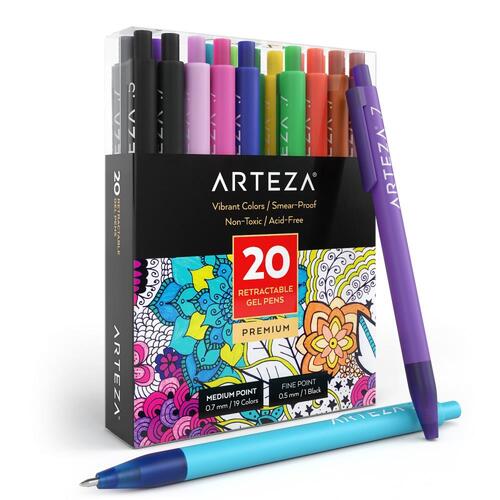 Arteza Retractable Gel Ink Pens 20pk