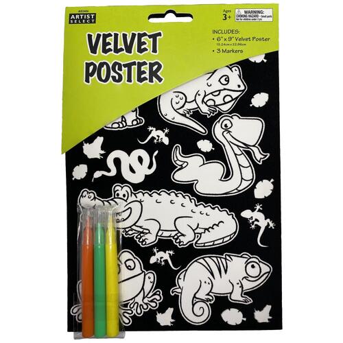 Artist Select Reptiles Velvet Art Colouring Poster
