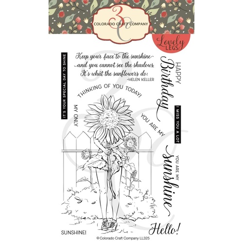 Colorado Craft Company Lovely Legs Stamp Summer Girl : Sunflowers