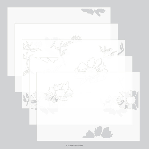 Concord & 9th Aubrey Blooms Stencil Pack (5 qty; 6 x 9) by Kristina Werner
