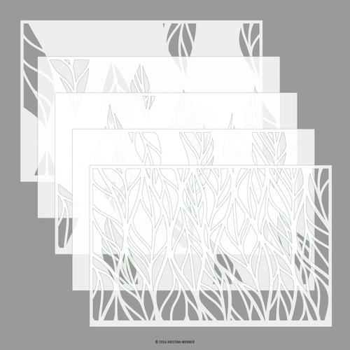 Concord & 9th Leaf Flow Stencil Pack (5 qty; 6 x 9) by Kristina Werner
